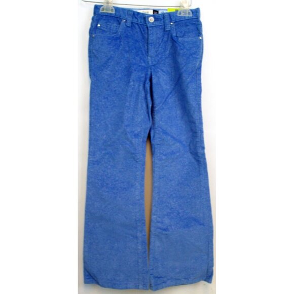 NWT GAP Kids Flare Stretch Light Blue Sparkly Corduroy Pants Snap & Zip Closure - Picture 1 of 16